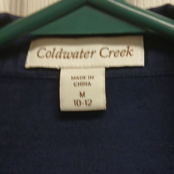 COLDWATER CREEK SEMI SHEER Navy Blue Short Sleeve Blouse Size M (10-12) - Picture 2 of 10